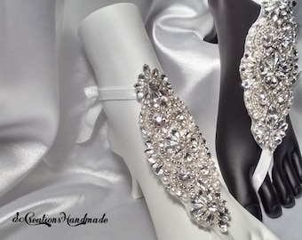 Barefoot Rhinestone~Crystal Bridal Wedding Sandal~Rhinestone Foot Jewelry~Boho Glam Sandals~Indian Barefoot Jewelry~Hindu Barefoot Sandals
