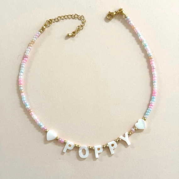 Multicolor Necklace name for girls. Personalized colorful necklace for girls. Necklace with initial letter or name. Pastel color Necklace.