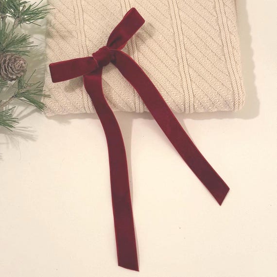 Velvet Bow for Girl. Velvet Ribbon Bow. Women's Long Tail Bow. Long Velvet Bow. Red Wine Bow. Velvet Bow Long Tail. Luxury Bow.