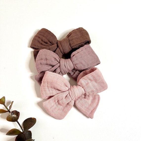 Solid Gauze Bow. Set of 3. Muslin Bow. Head Tied Bow. Neutral Bow. Girl Bow. Boho Bow. Dog Bow. Bow for baby. Boho Baby Bow. Girls Bows.