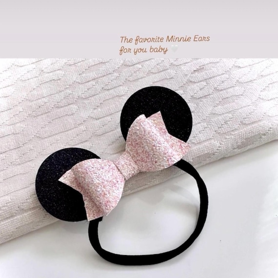 Minnie Ears Headband. Blush Minnie Mouse Ears. Mouse Ears Headband. Nylon Headband. Disney Minnie Ears. Baby Girl Head Bow.