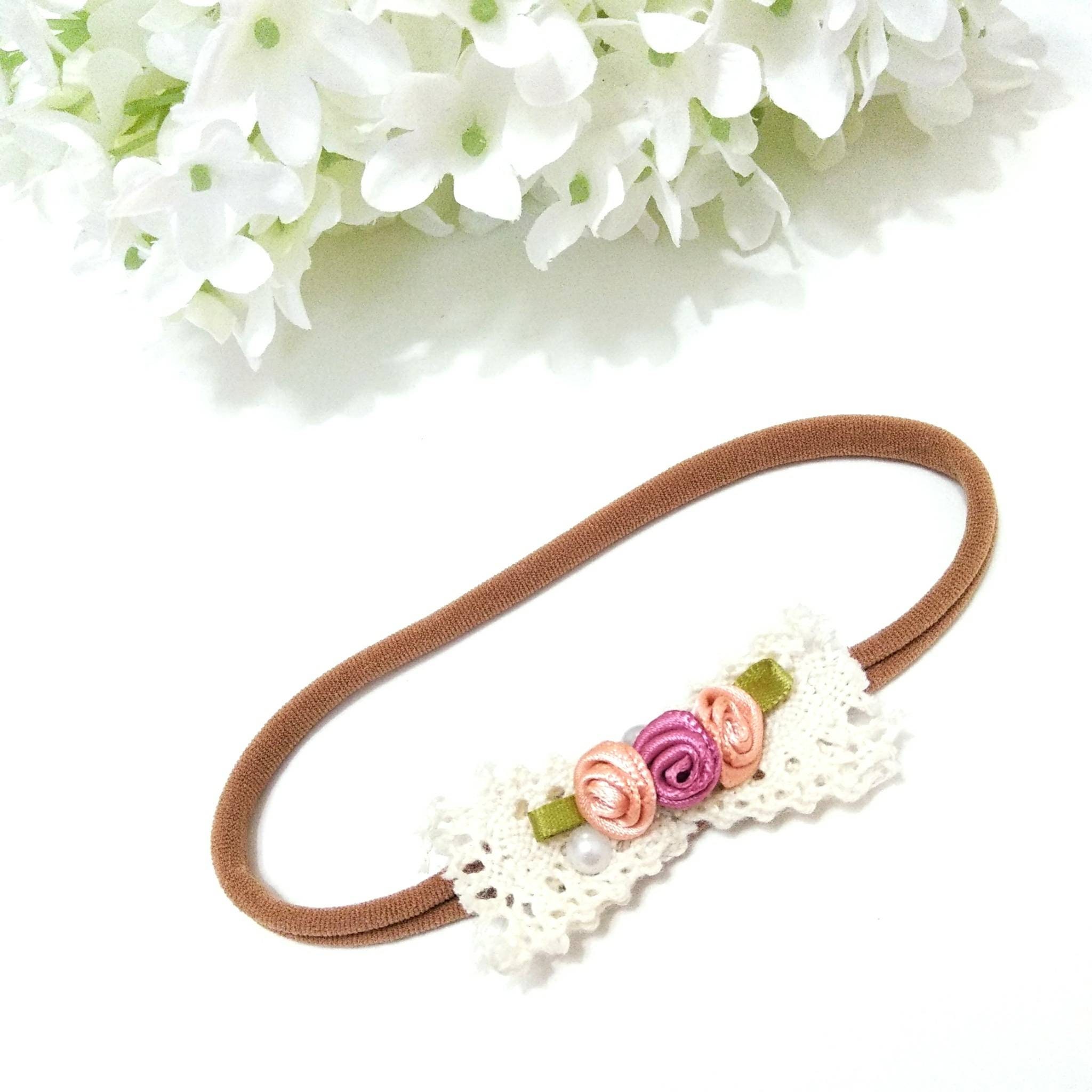 cream baby headband