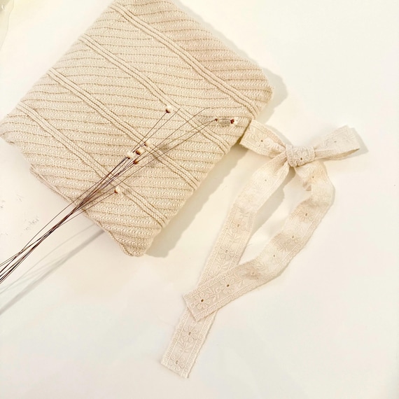 Long tail bow with delicate ivory embroidered ribbon. Lace bow for girls and women. Long tailed girl bow. Gift for girls. Birthday bow.