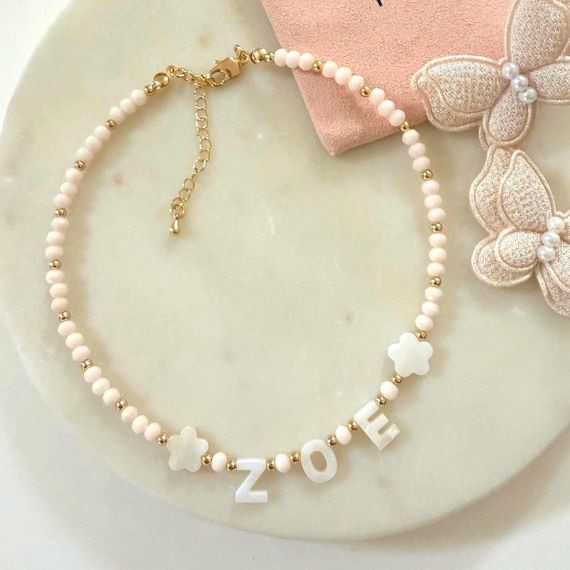 Necklace name for girls. Personalized Neutral necklace for girls. Necklace with initial letter or name.