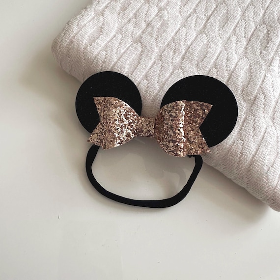 Minnie Mouse Ears. Gold Minnie Ears. Minnie Mouse Ears for Baby. Nylon Headband. Party Minnie Ears. Baby Minnie Mouse.