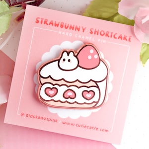 Strawberry Bunny Shortcake | Cute Bunny Pin, Kawaii Pins | 1.5" Hard Enamel Pin