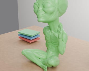 エイリアンビジター #3 - ET3-3Dプリントの思索するエイリアンフィギュア - 思慮深いSFデスクデコレーション＆会話のきっかけ