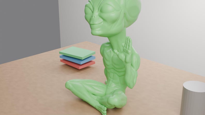Alien Desk Feature Alien Visitor #3- ET3-3D Printed Pondering Alien Figurine – Thoughtful ...