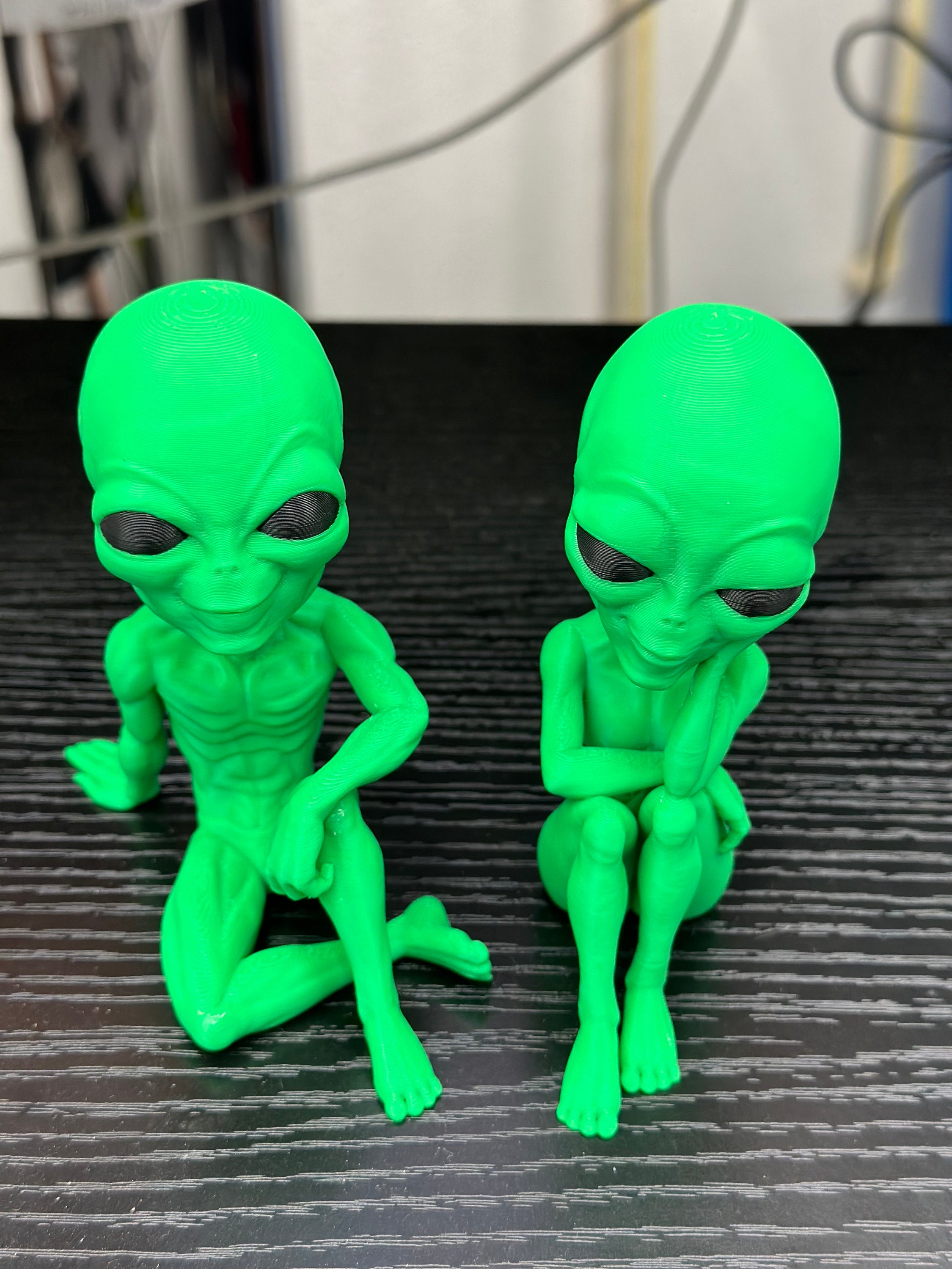 Alien Visitor #2- 3D Printed Pondering Alien Figurine – Thoughtful