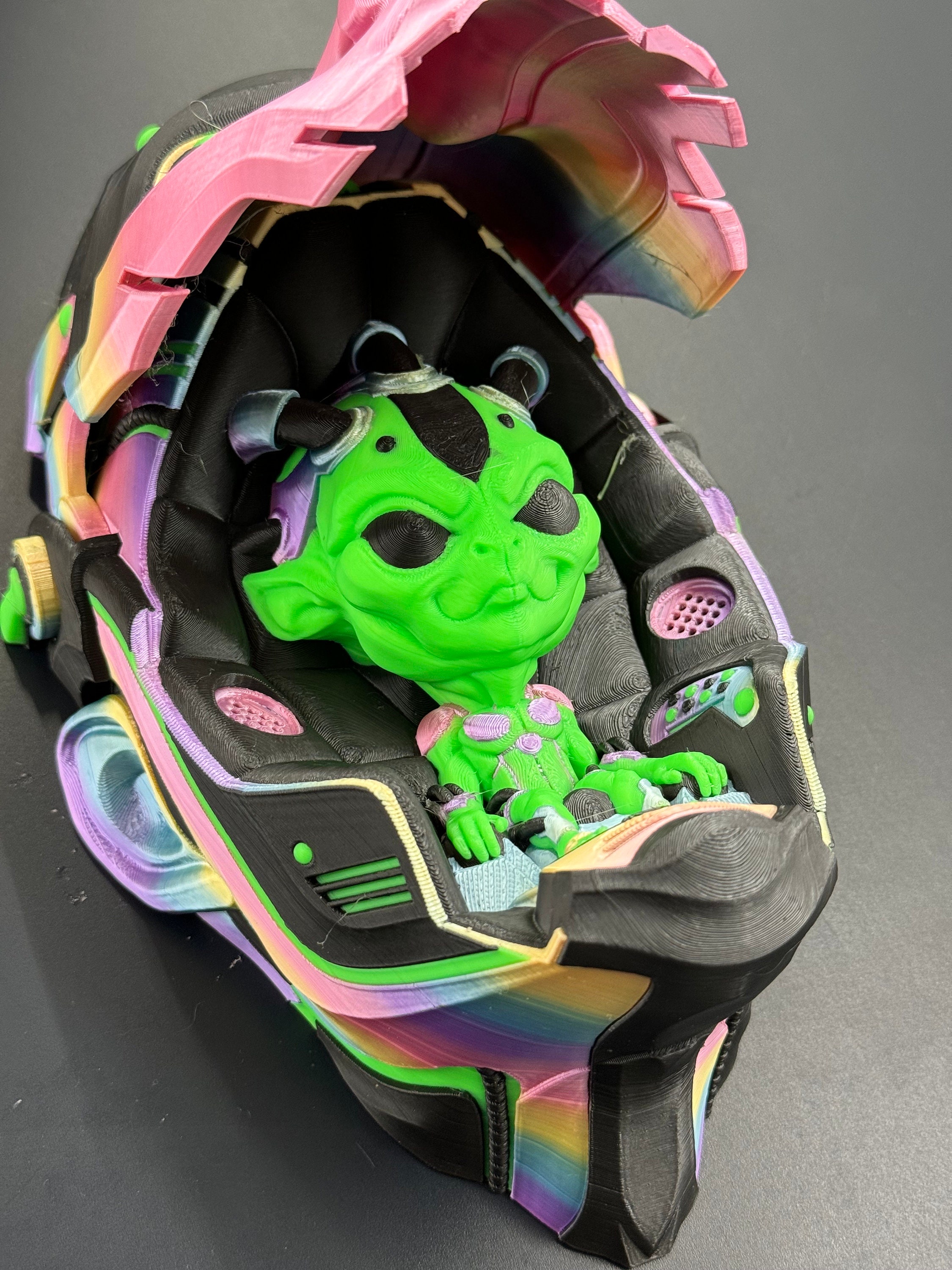 3D Printed Alien Pilot in Sci-fi Hover Pod – Futuristic Collectible Art ...