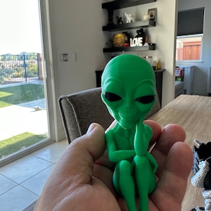 Alien Visitor #2- 3D Printed Pondering Alien Figurine – Thoughtful Sci-Fi Desk Decor & Conversation Starter