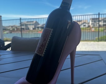 3D Printed Stiletto High Heel Wine Bottle Holder: Chic Bar Decor