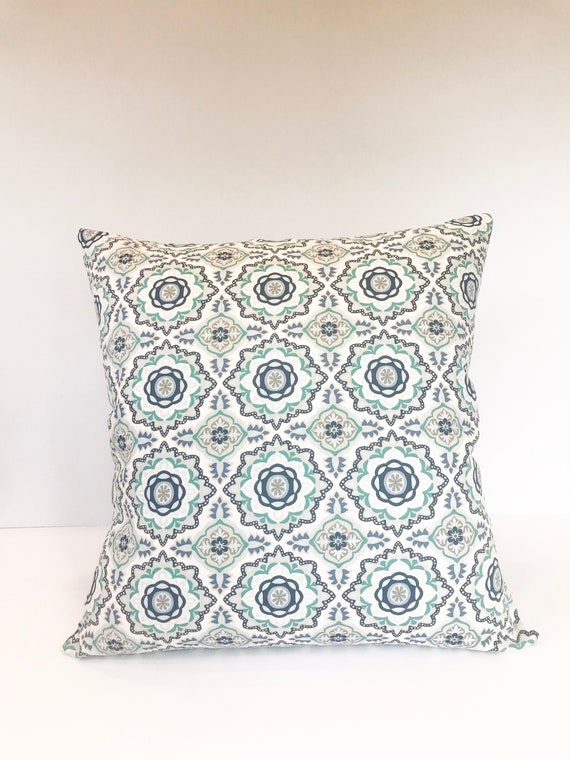 Mint & Navy Blue Geometric Pillow Cover Geometric Throw Pillow Cover Mint and