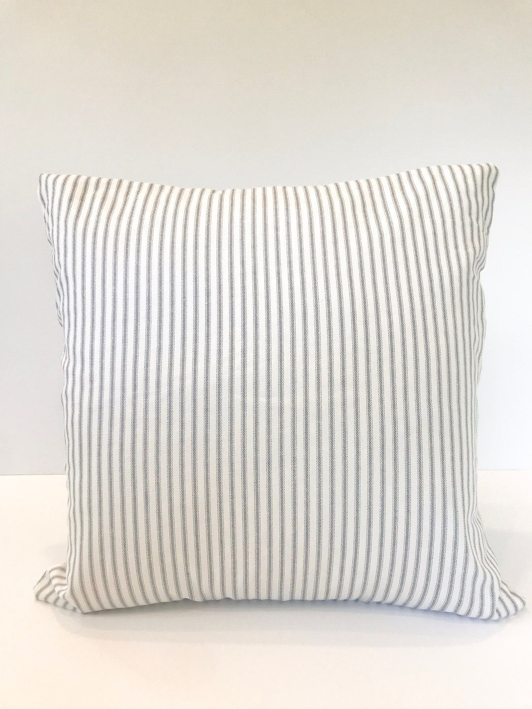 Blue & White Ticking Stripe Pillow Cover Navy White Stripe Etsy UK
