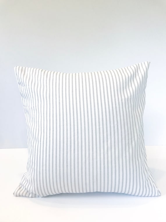 White Ticking Stripe Pillow Cover Gray Grey Pillow Throw Pillow | Etsy
