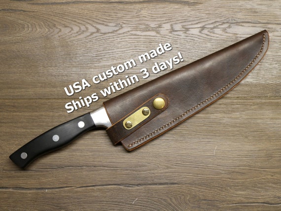 Chef Knife Leather Sheath Brown Custom Fit Chefs Case - Leather Sheath For Kitchen Knife Chef Knife Leather Sheath Brown Custom Fit Chefs Case - Leather Sheath For Kitchen Knife