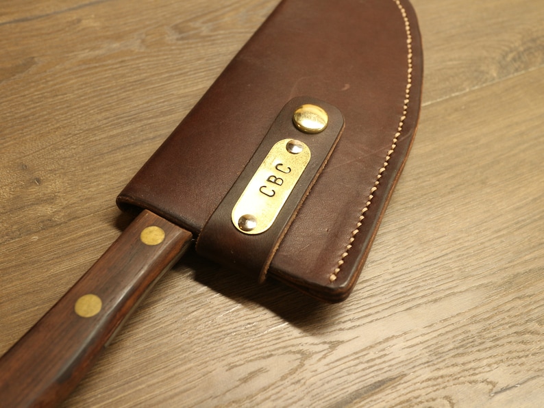 Cleaver Sheath Custom Fit Leather Butcher Knife Case Etsy