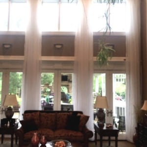 Extra long sheer voile curtain with grommet top 10 15 16 17 18 20 24 ft Gray White custom made 100&quot; wide 2 story drape FREE SWATCH Ikiriska