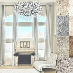Extra long  faux Dupioni silk custom made curtains  10 12 14 16 17 18  20 24 ft  two story drapes  Ikiriska Free swatches High ceiling Solid