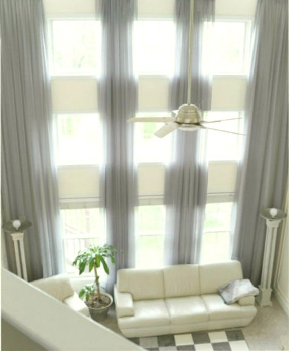 2 Extra Long Sheer Curtains For High Ceiling 10 16 17 18 24 Etsy
