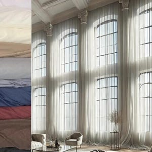 Voilages transparents extra longs (2 PANNEAUX) pour une hauteur sous plafond : 10 16 17 couleurs de 18 à 24 pieds, sur mesure, 110 pouces de large, drapé sur 2 étages