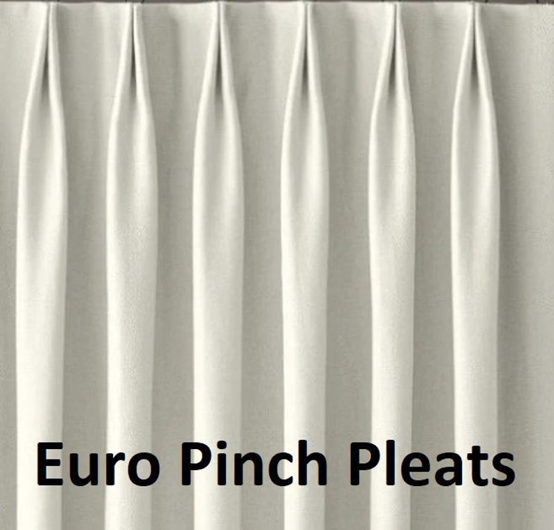 Add pinch pleats top to our custom made curtains Euro , double/ french, triple, inverted or single / finger pleats. Curtains not included Euro Pinch pleats