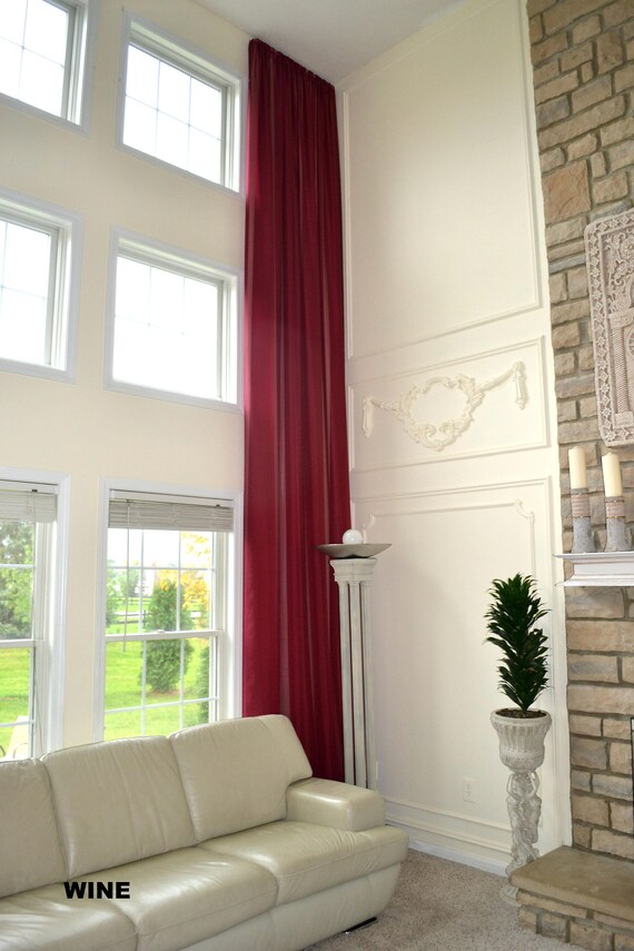 2 Extra Long Sheer Curtains For High Ceiling 10 16 17 18 24 Ft Feet Different Colors Custom Made 120 Inches Wide 2 Story Drape Free Swatch