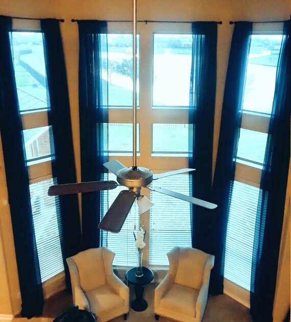 2 Extra Long Sheer Curtains For High Ceiling 10 16 17 18 24 Ft Feet Different Colors Custom Made 120 Inches Wide 2 Story Drape Free Swatch
