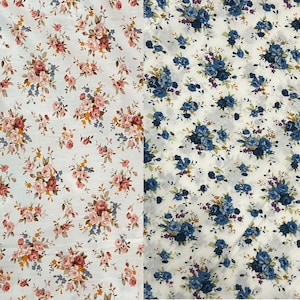 Cortinas finas de algodón extra largas de 2,5 a 7,3 m de largo, blancas con estampado de flores y 135 cm de ancho. Cortinas hechas a medida. Ikiriska Rosa, azul Para techos altos