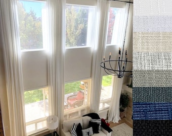 Extra long natural linen curtains drapes custom made 10 12 13 15 16 17 18 20, 24 feet Gray, White, Ivory, Beige 2 story FREE SWATCH Ikiriska