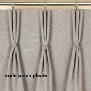 Add pinch pleats top to our custom made curtains Euro , double/ french, triple, inverted or single / finger pleats. Curtains not included Triple pinchpleat 4"