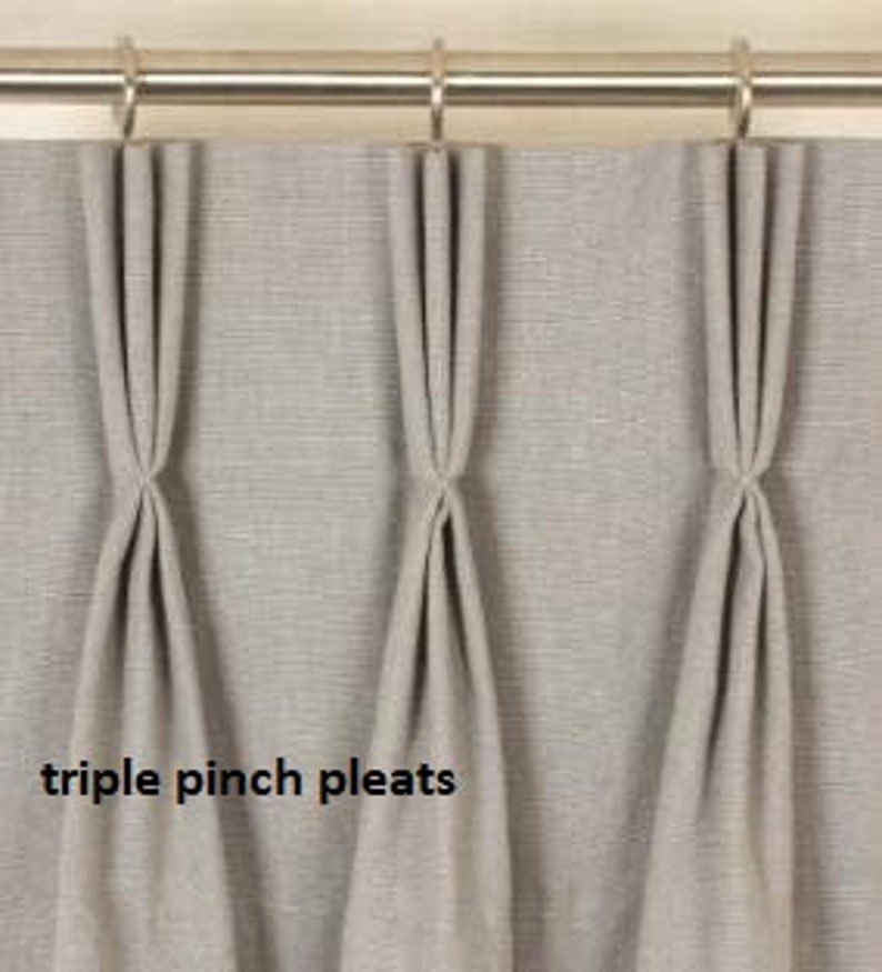 Add pinch pleats top to our custom made curtains Euro , double/ french, triple, inverted or single / finger pleats. Curtains not included Triple pinchpleat 4"