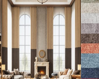 Extra long custom curtains  block of two colors 8- 24 ft Any size any color any fabric. Ikiriska