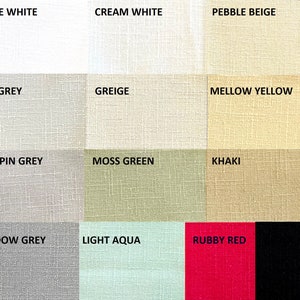 Polyester look like linen curtains. 8-30 ft long.  50 or 100&quot; wide. Pocket top. All colors. Custom made . Ikiriska. Extra long