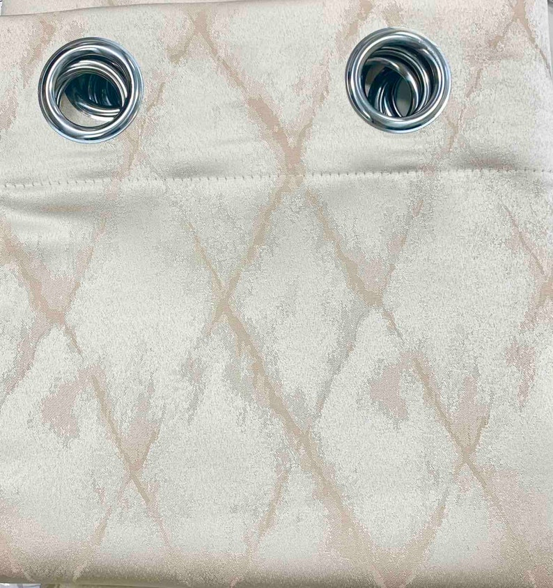 Ikiriska Extra Long Jacquard Curtains – 18ft Length, 100" Wide, Grommet Top, Diamond Pattern (Beige/Gray) - View #5