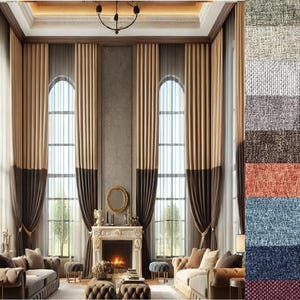 Extra long custom curtains  block of two colors 8- 24 ft Any size any color any fabric. Ikiriska