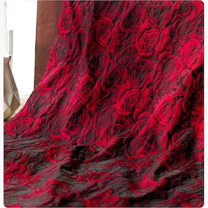 Beautiful red roses  with black faux silk long curtains 7-24 ft length. 50&quot; width .  Custom made tall drapes. Ikiriska