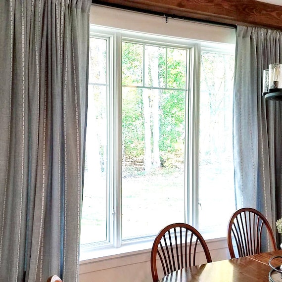 Cortinas blancas de 96 pulgadas de largo, cortinas plisadas para ventana,  cortinas blancas para sala de estar, cortinas de lino sintético, cortinas  de
