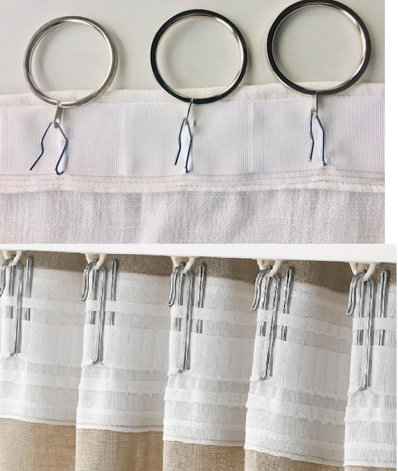 Add Curtain Tape With Hooks For Ceiling Track System Or Rods Etsy