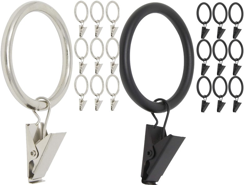 Extra Large Drapery Curtain Rings With Clips. Set of 10. Etsy