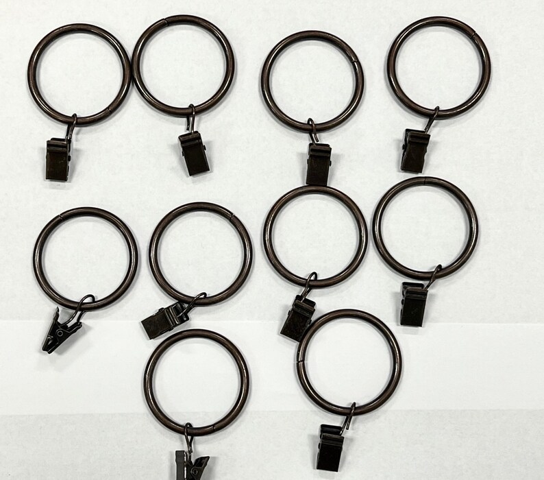 Extra Large Drapery Curtain Rings With Clips. Set of 10. Etsy