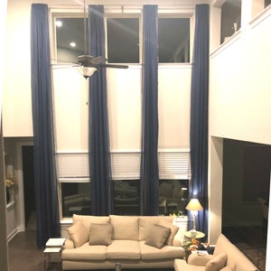 Extra long sheer voile curtains 2 PANELS for high ceiling 10 16 17 18 24 ft colors, custom made 110 inches wide 2 story drape FREE SWATCH image 9