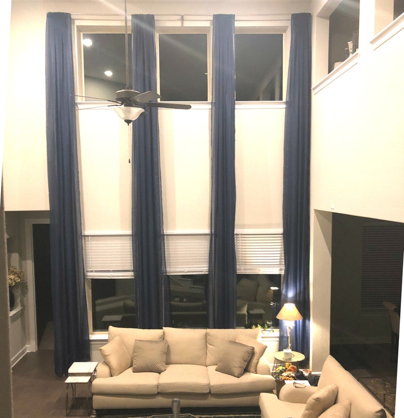 Extra long sheer voile curtains 2 PANELS for high ceiling 10 16 17 18 24 ft colors, custom made 110 inches wide 2 story drape FREE SWATCH image 9