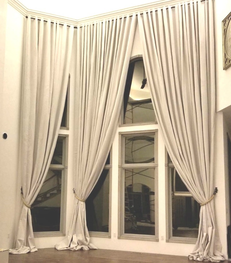 Ikiriska Custom Extra Long Blackout Curtains - Up To 24 Ft Length For 2-Story Windows, Grommet Top (Shiny Silver)