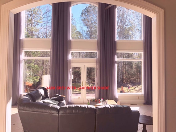 2 Extra Long Sheer Curtains For High Ceiling 10 16 17 18 24 Ft Feet Different Colors Custom Made 120 Inches Wide 2 Story Drape Free Swatch