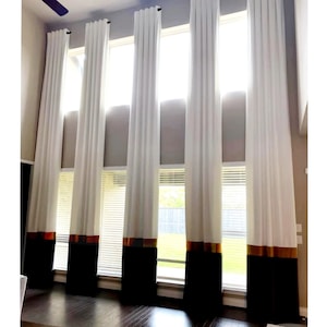 Extra long custom curtains block of three colors 8-24 ft (1 Panel) Any size any color any fabric grommet top. Ikiriska high tall story drape