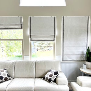 Custom Roman Shades. Functional. Any size . Any fabric with blackout or cotton lining.   Hardware included. Valances . Trim .Ikiriska