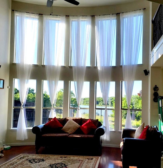 Extra Long Sheer Voile Curtains 2 Panels For High Ceiling 10 Extra Long Sheer Voile Curtains 2, Curtains For Ten Foot Ceilings
