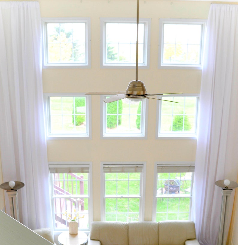 2 Extra Long Pure White Drapes For High Ceiling Custom Made Etsy