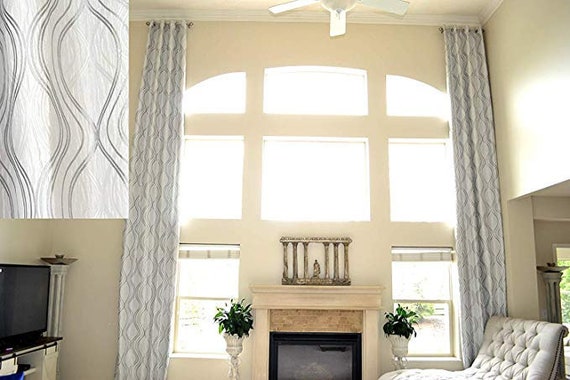 Clarissa Swirls Curtains - Luxury Jacquard Eyelet Curtains In Duck Egg, 46" X 72", Fully Lined Pair With Modern Geometric Pattern